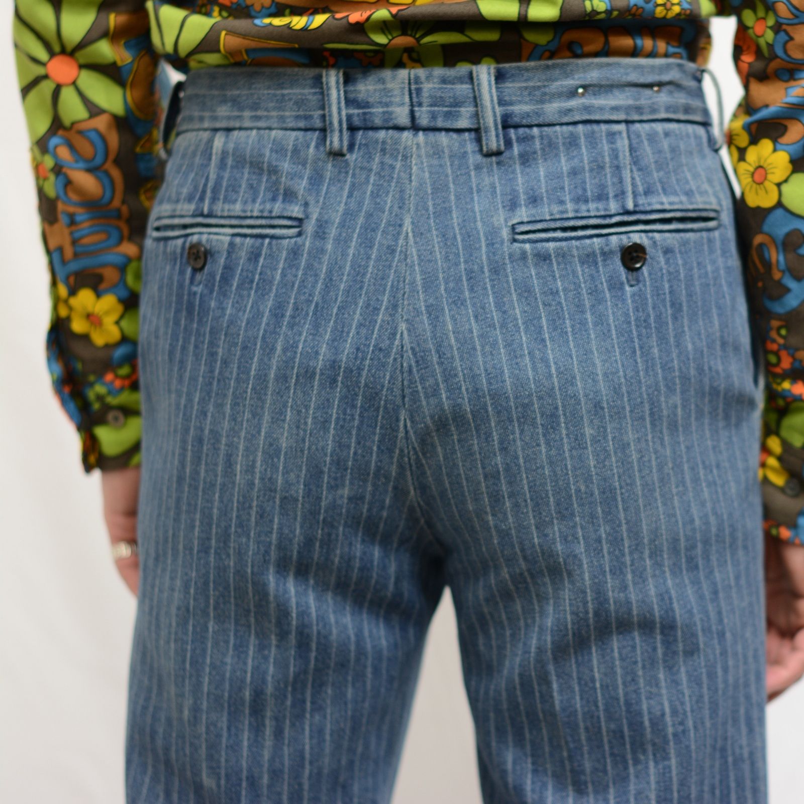 Discharge Chalk Stripe Denim Semi Wide PS