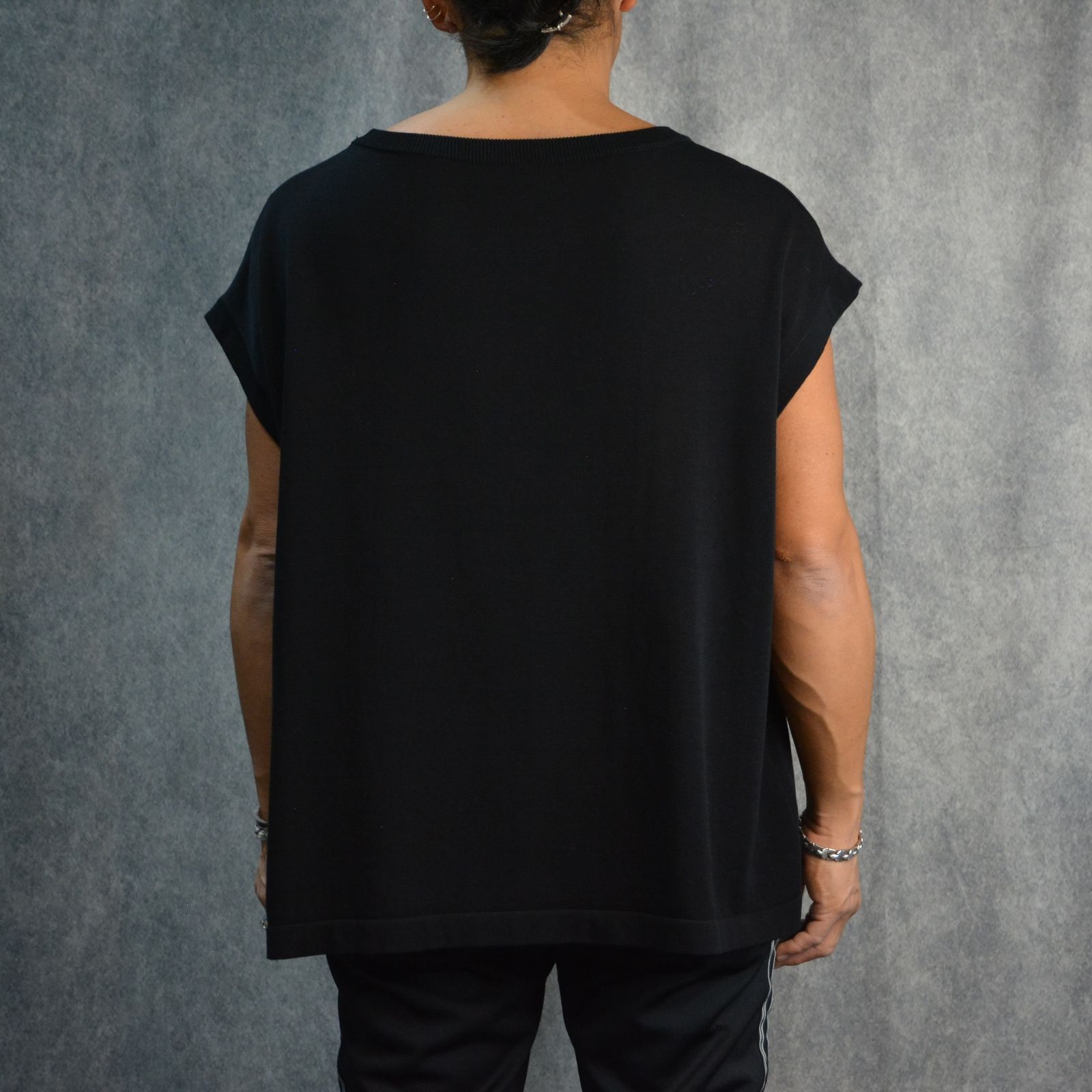 コットンニット ノースリーブ （BLACK）