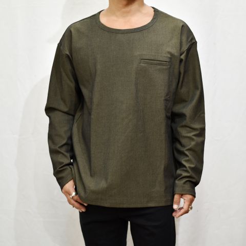 ポリエステルレーヨンアクリル ストレッチ ポケットカットソー （KHAKI）