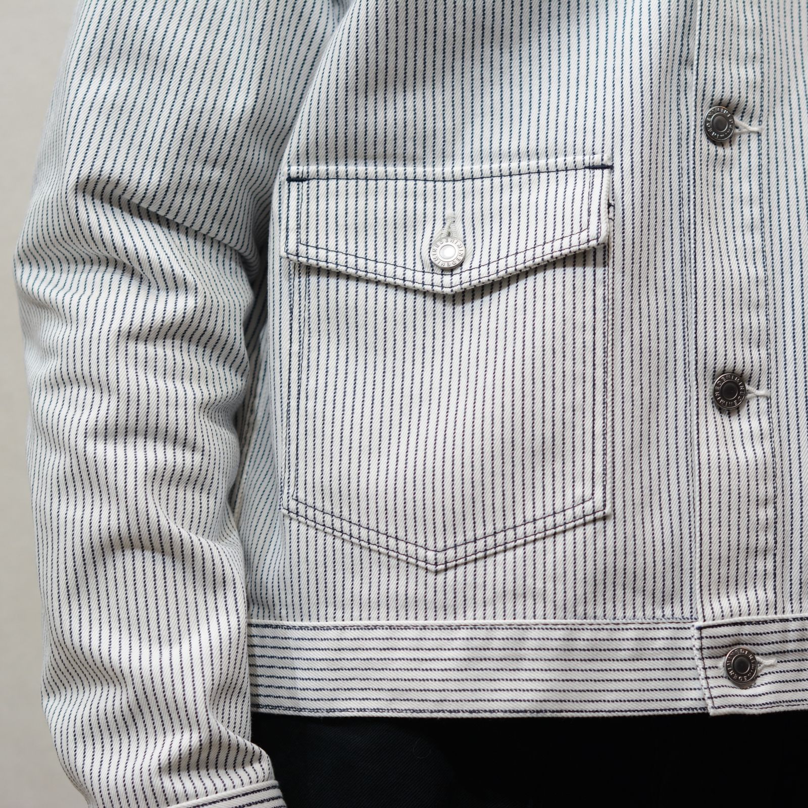 Hickory Print Denim Trucker JKT