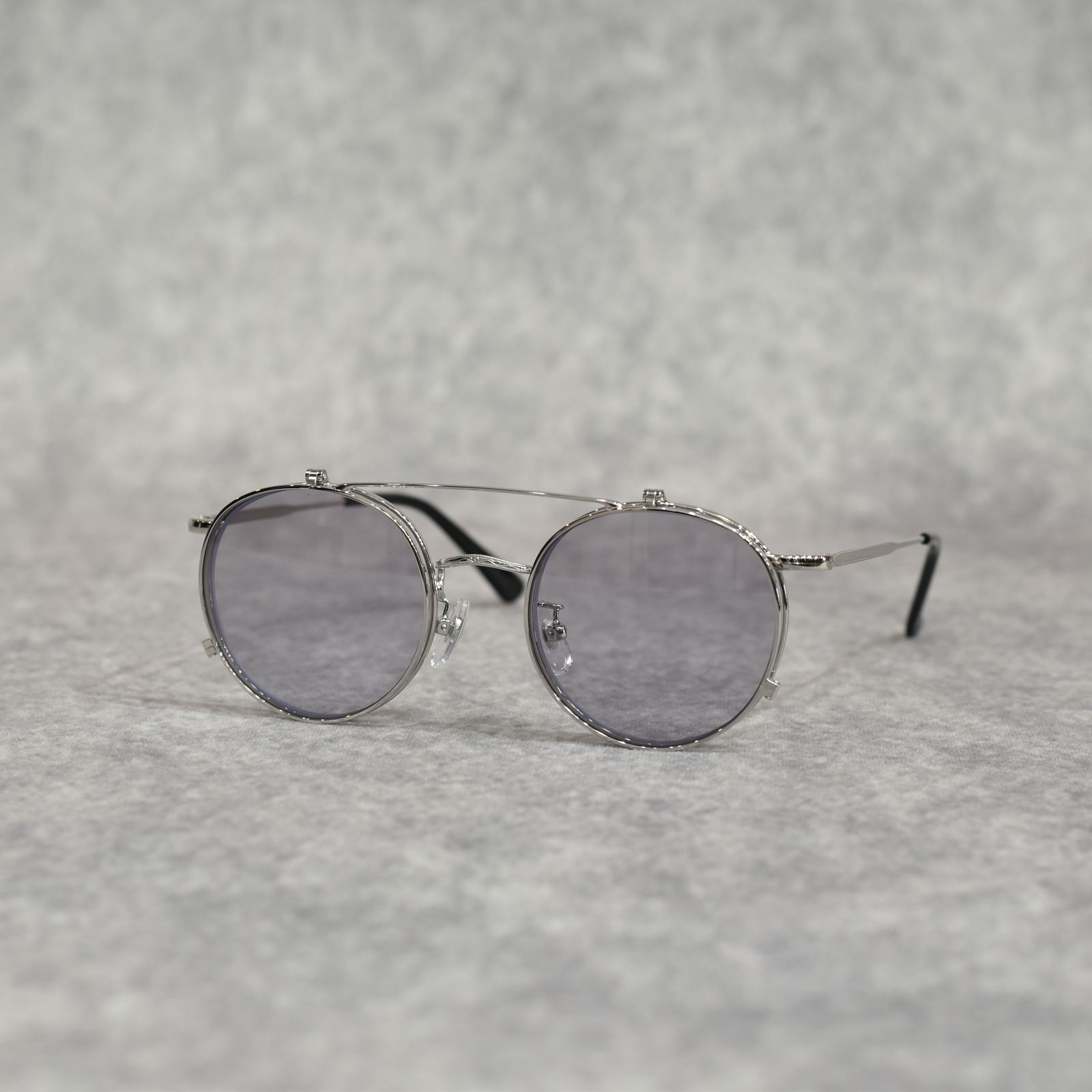 FLIP UP TYPE CIRCLE METAL GLASSES ＜EXCLUSIVE＞ (SILVER / GRAY)｜フリップアップタイプ サークルメタル サングラス｜CL-26SS001G EX