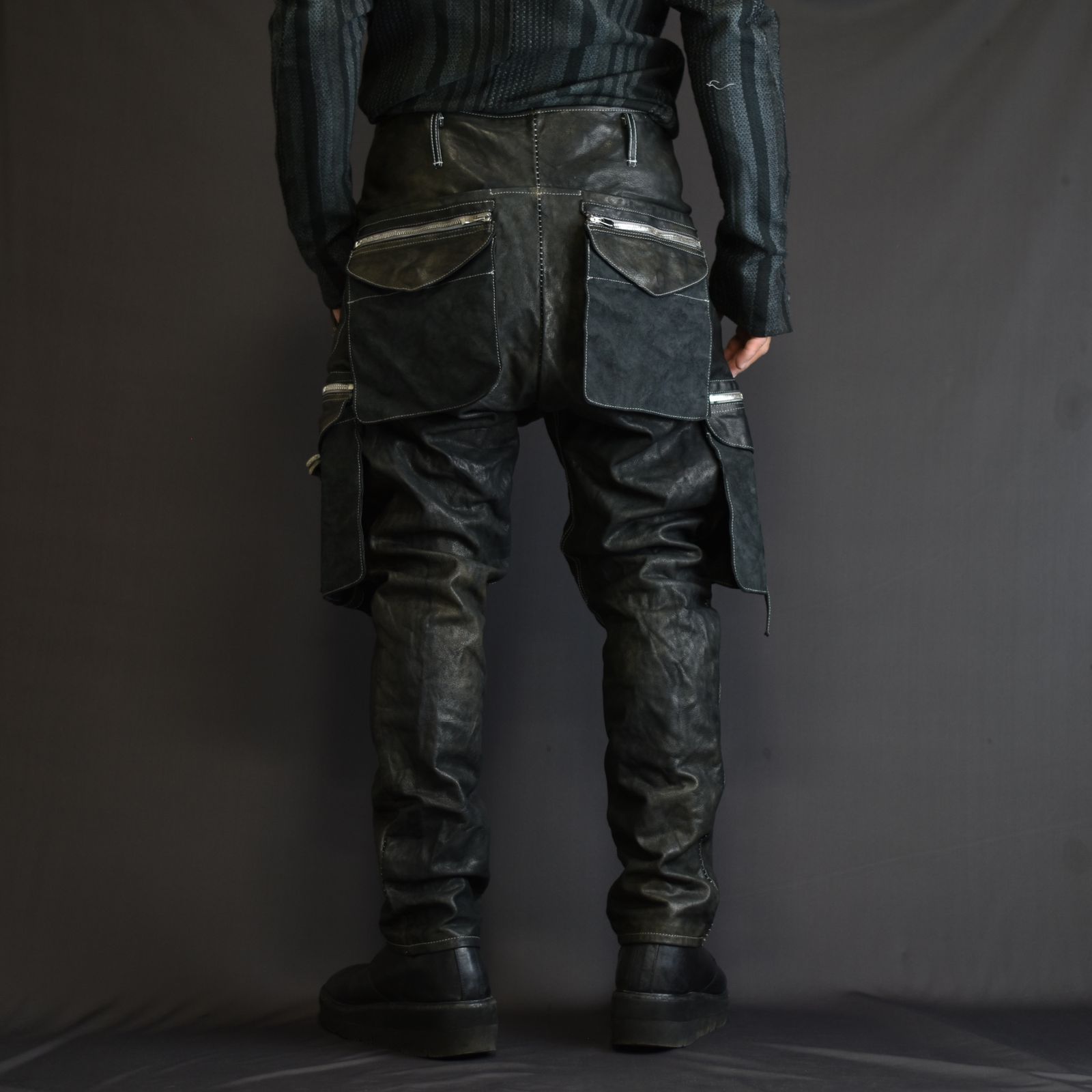 BUFFALO LEATHER PANTS ARMYHALF LINED MP-1 (91N)