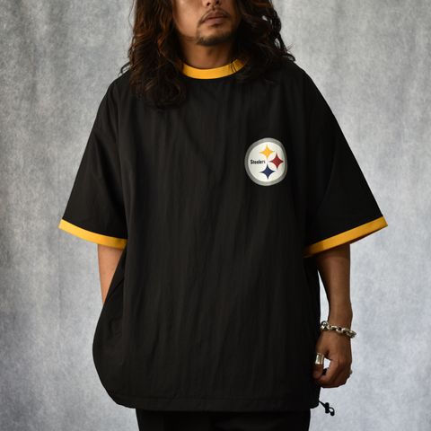 × NFL STEELERS S/S NYLON GAME SH (BLACK) / ナショナル・フットボール・リーグ ピッツバーグ・スティーラーズ 半袖 ナイロン ゲームシャツ