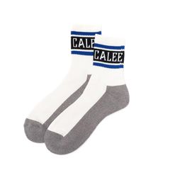 JACQUARD PILE LINE SOCKS (BLUE) / ラインソックス