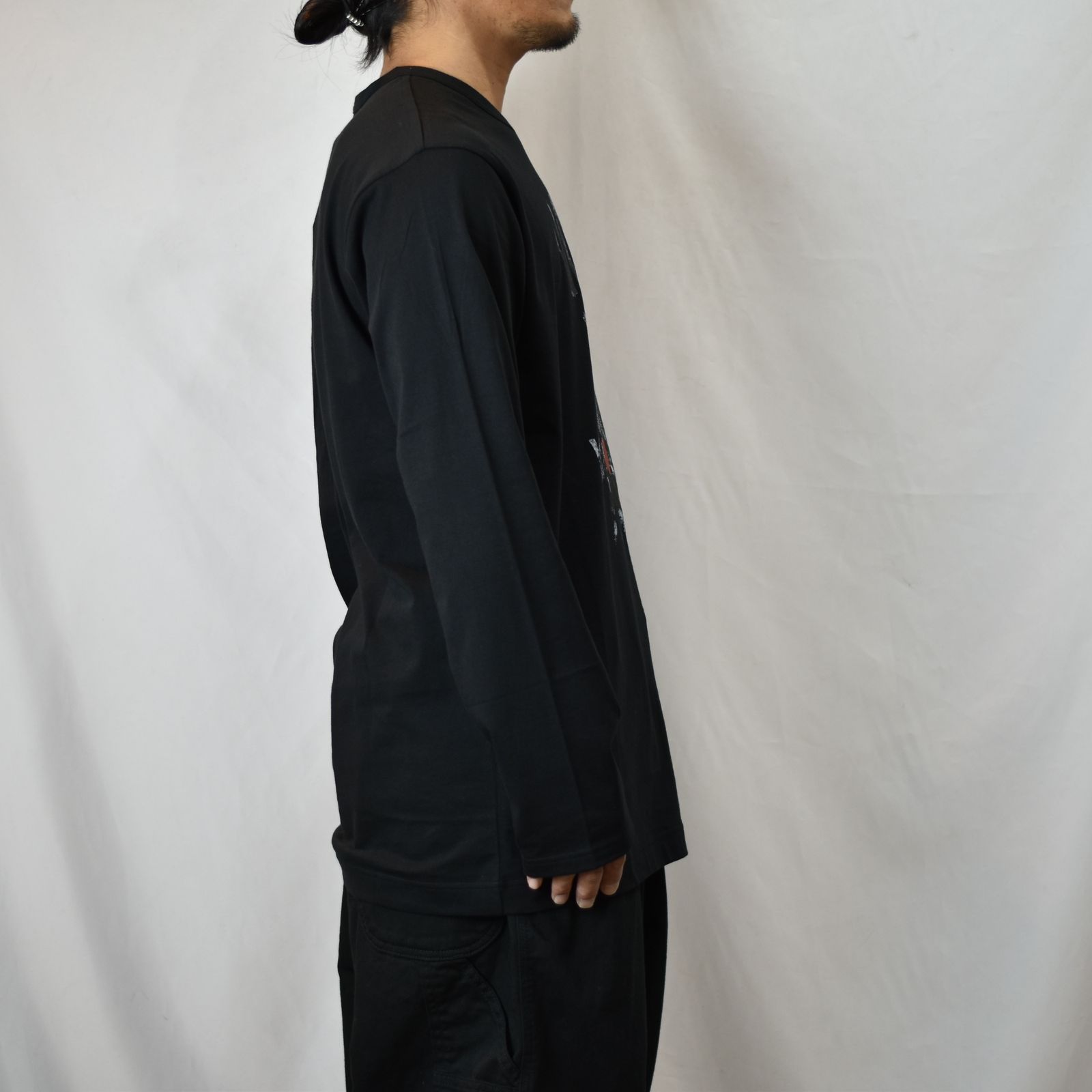 30/- COMBED SINGLE JERSEY PT LONG SLEEVE (BLACK) / プリント ロングスリーブ （ブラック）