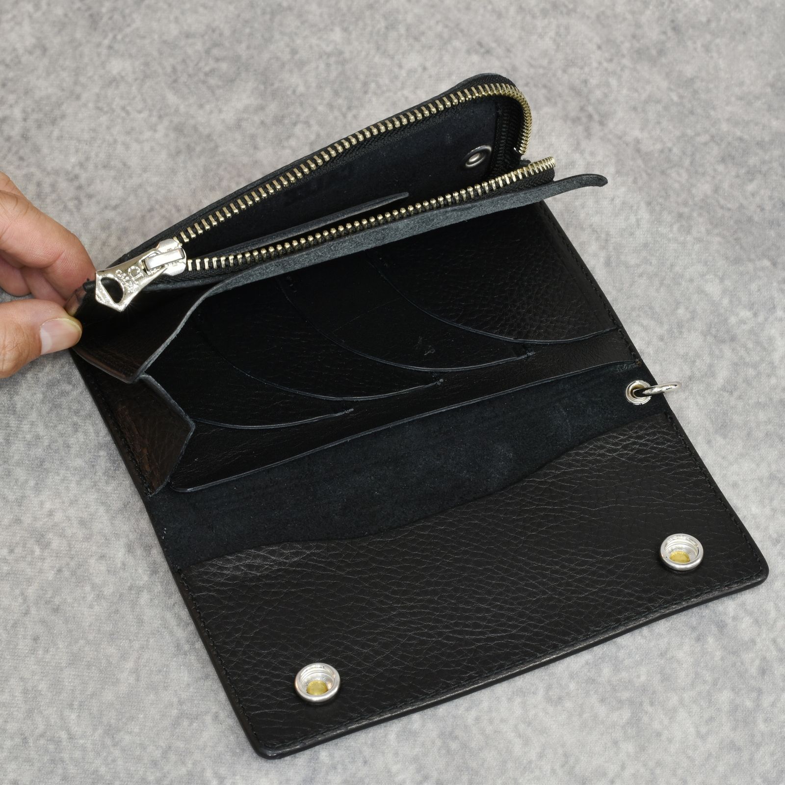 SILVER STAR CONCHO LEATHER LONG WALLET (BLACK)｜シルバー スターコンチョ ロングウォレット 長財布｜CL-25SS003LE EX