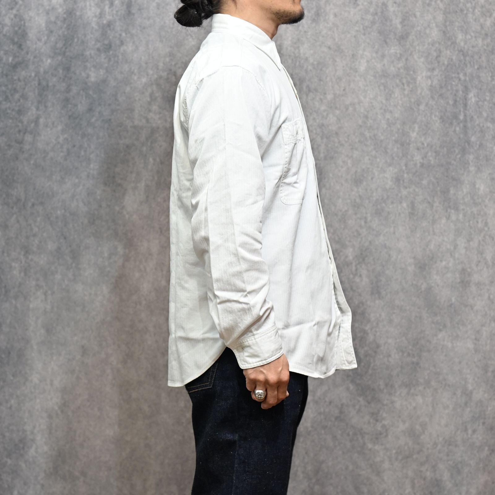 Y1943 L/W HBT SHIRT （WHITE）｜ヘリンボーンシャツ （ホワイト）