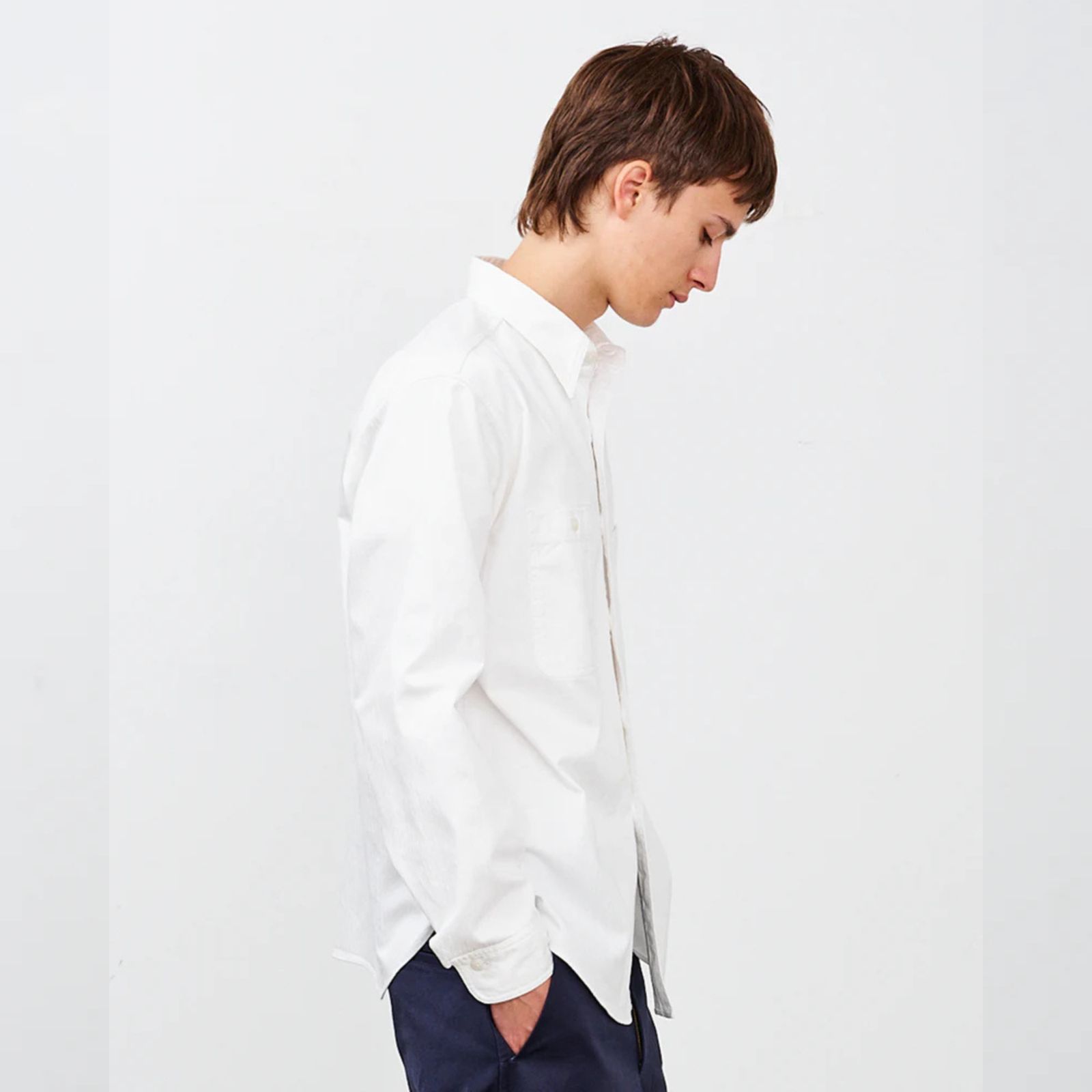 Y1943 L/W HBT SHIRT （WHITE） ヘリンボーンシャツ （ホワイト）