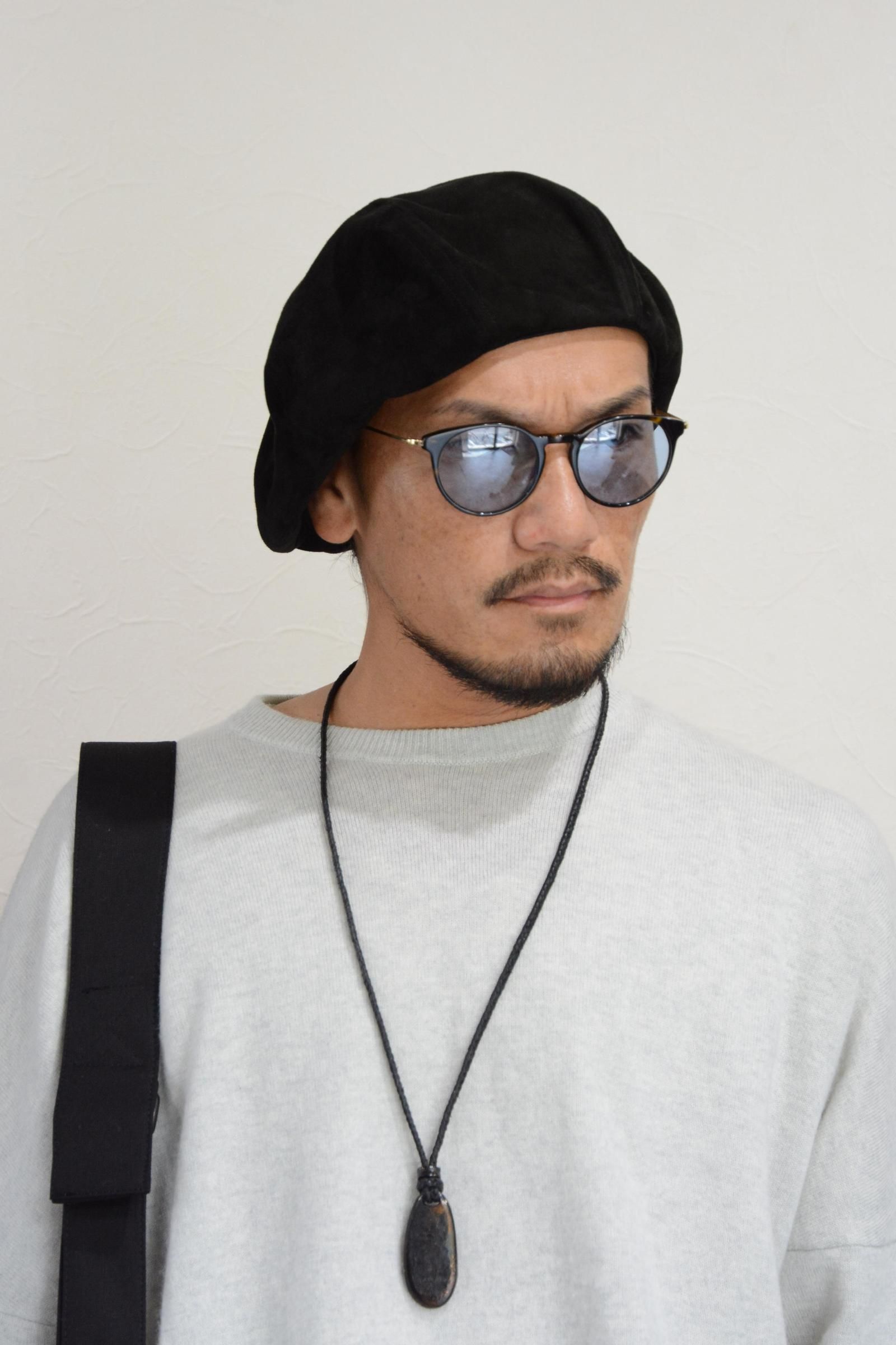 イサムカタヤマバックラッシュ カンガルースエード レザーキャスケット サイズ3 ISAMU KATAYAMA BACKLASH KANGAROO SUEDE CAP (BLACK)の商品