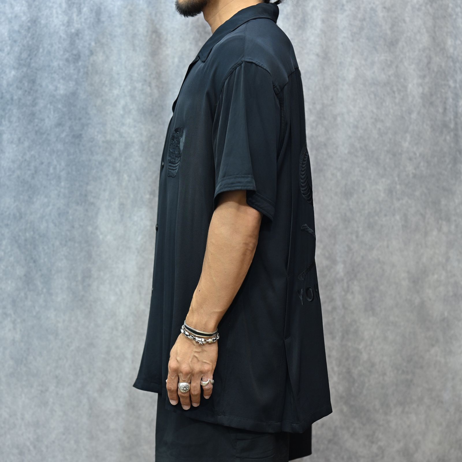 SUKASHIRT （BLACK） /  半袖シャツ スカシャツ （ブラック） YM-B55-215-1