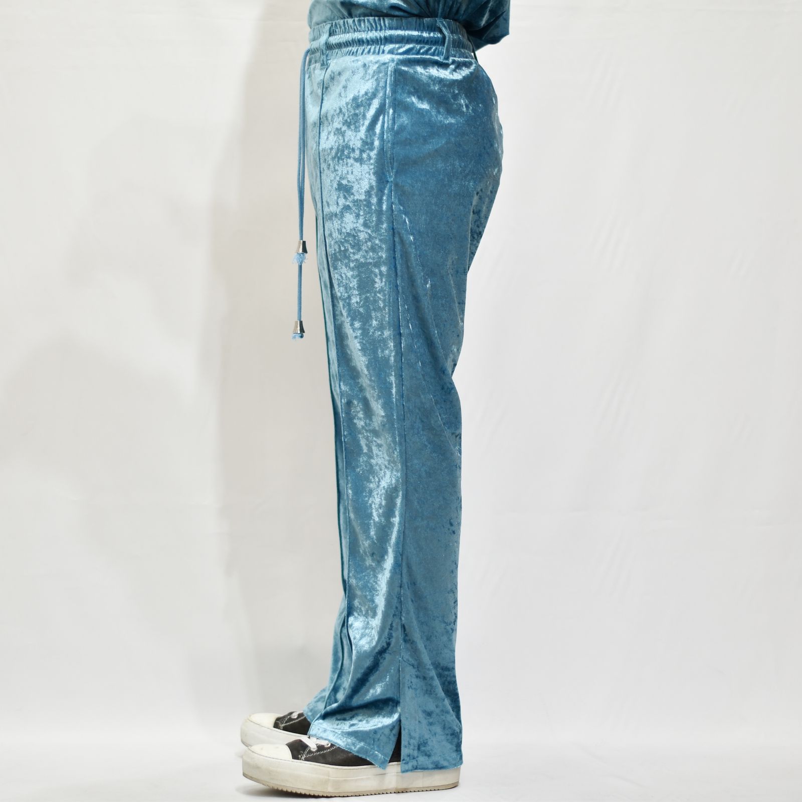 el conductorH - CRUSHED VELOURS JERSEY TROUSERS (BLU) | chord