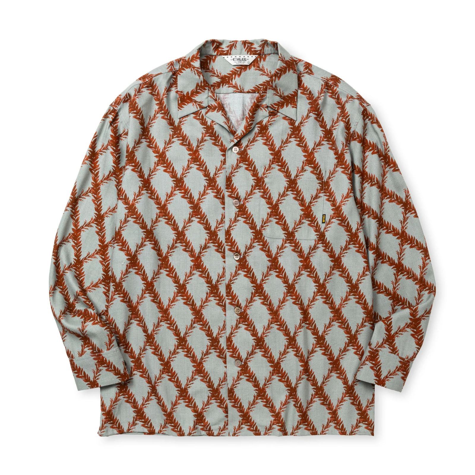 PLAID OPEN COLLAR L/S SH (Lt.GREEN) / オープンカラーシャツ