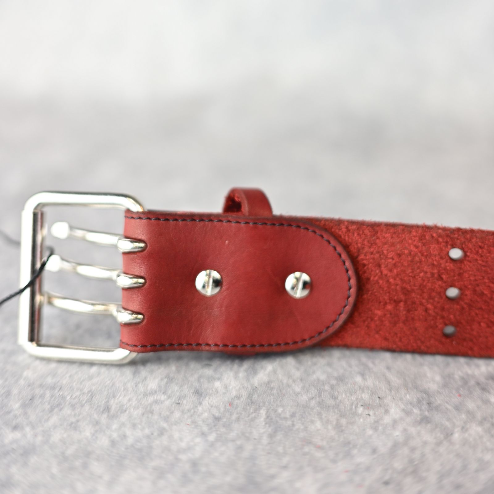 ダブルショルダーレザー製品染め スリーピンベルト （RED / レッド） 318-04