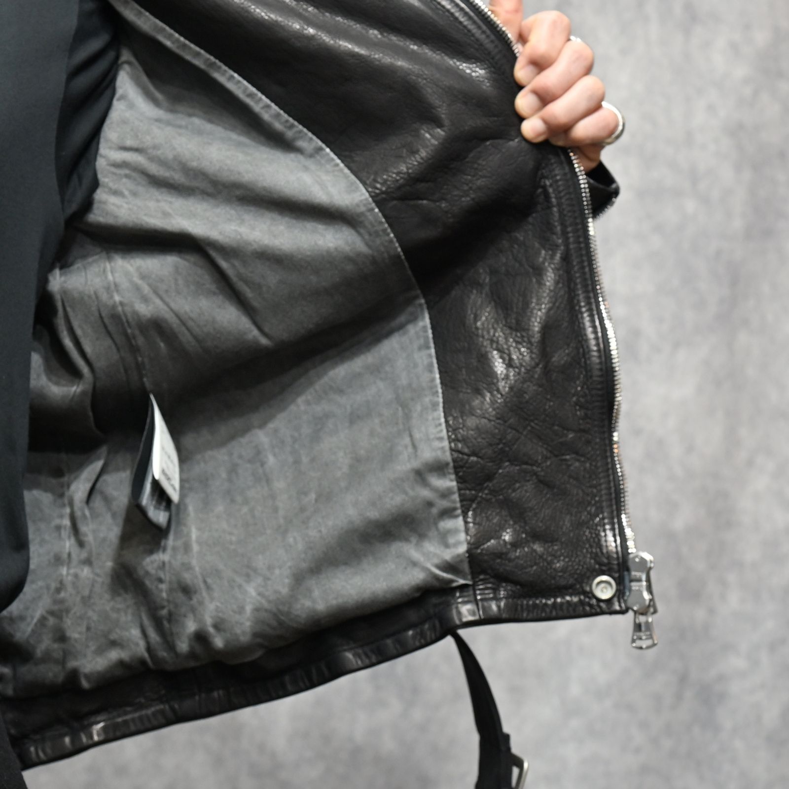 ジャパンカーフ タンニン鞣し 製品洗い ダブルライダース （BLACK） 1927-07