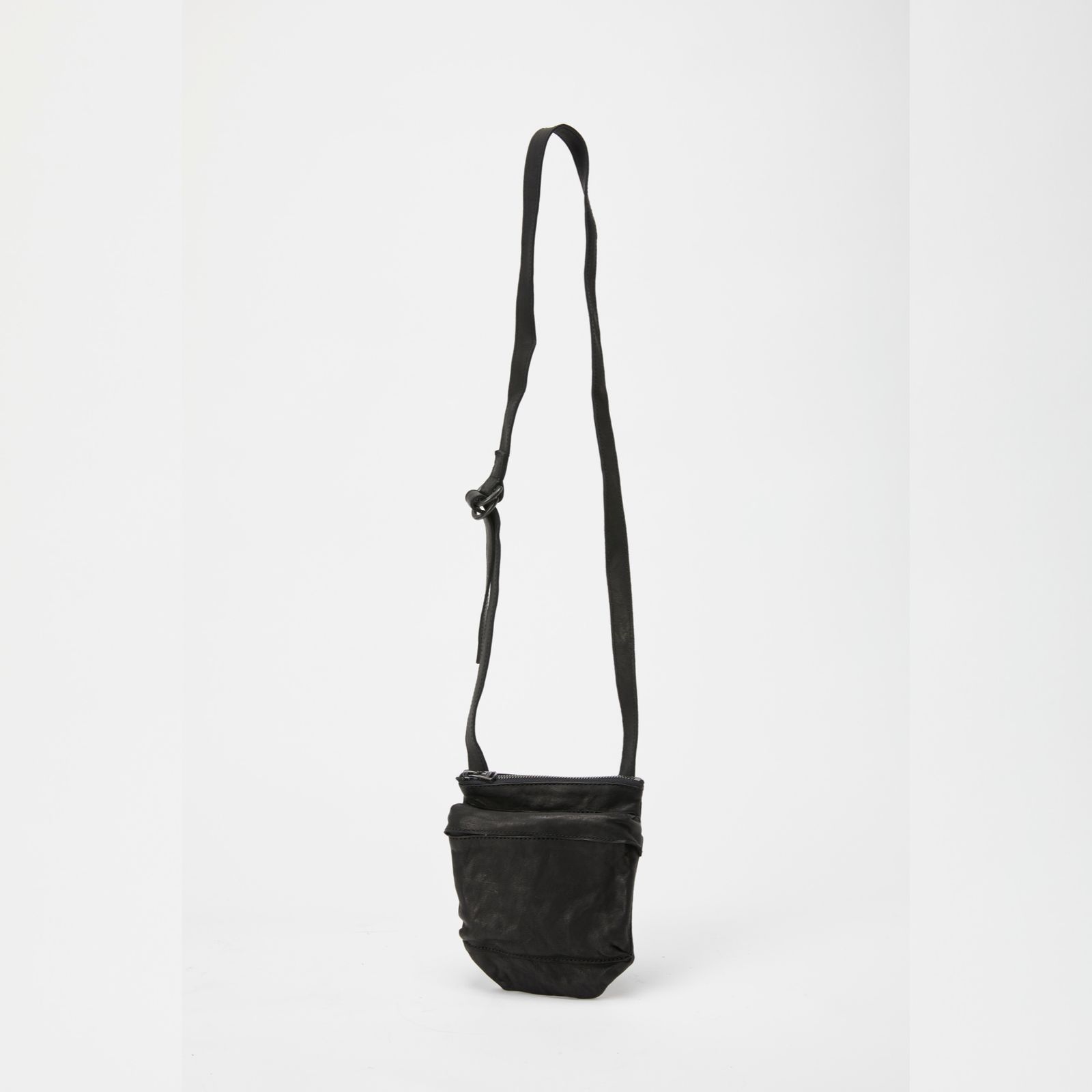 ジャパンダブルショルダー フルタンニン製品染め サコッシュ (BLACK / ブラック) 92-34