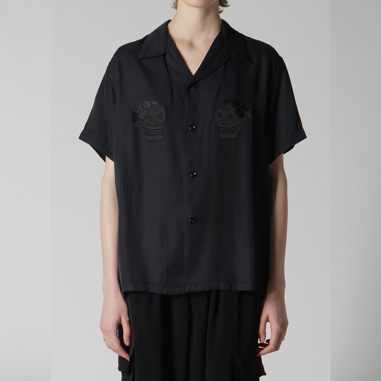 SUKASHIRT （BLACK） /  半袖シャツ スカシャツ （ブラック） YM-B55-215-1