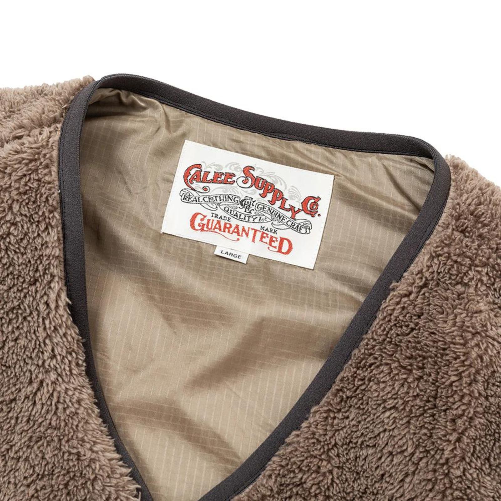 CALEE - NYLON RIP FLEECE WAIST COAT (BLACK) / ナイロン