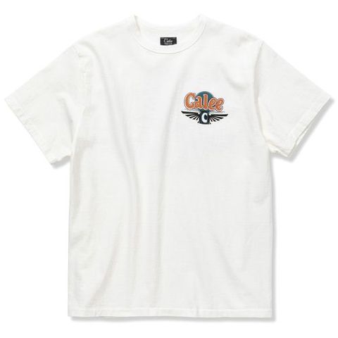 BINDER NECK CALEE WING LOGO VINTAGE T‐SHIRT (WHITE) / バインダーネック プリントTシャツ