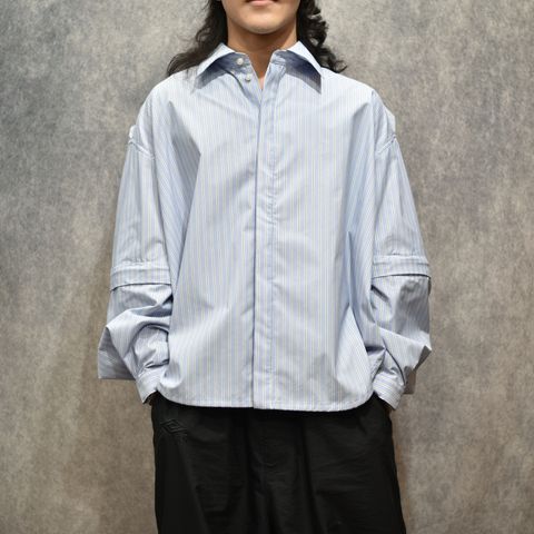 デタッチャブルスリーブホックカフスシャツ (SAX STRIPE)｜LB26SS-SH11-FTS