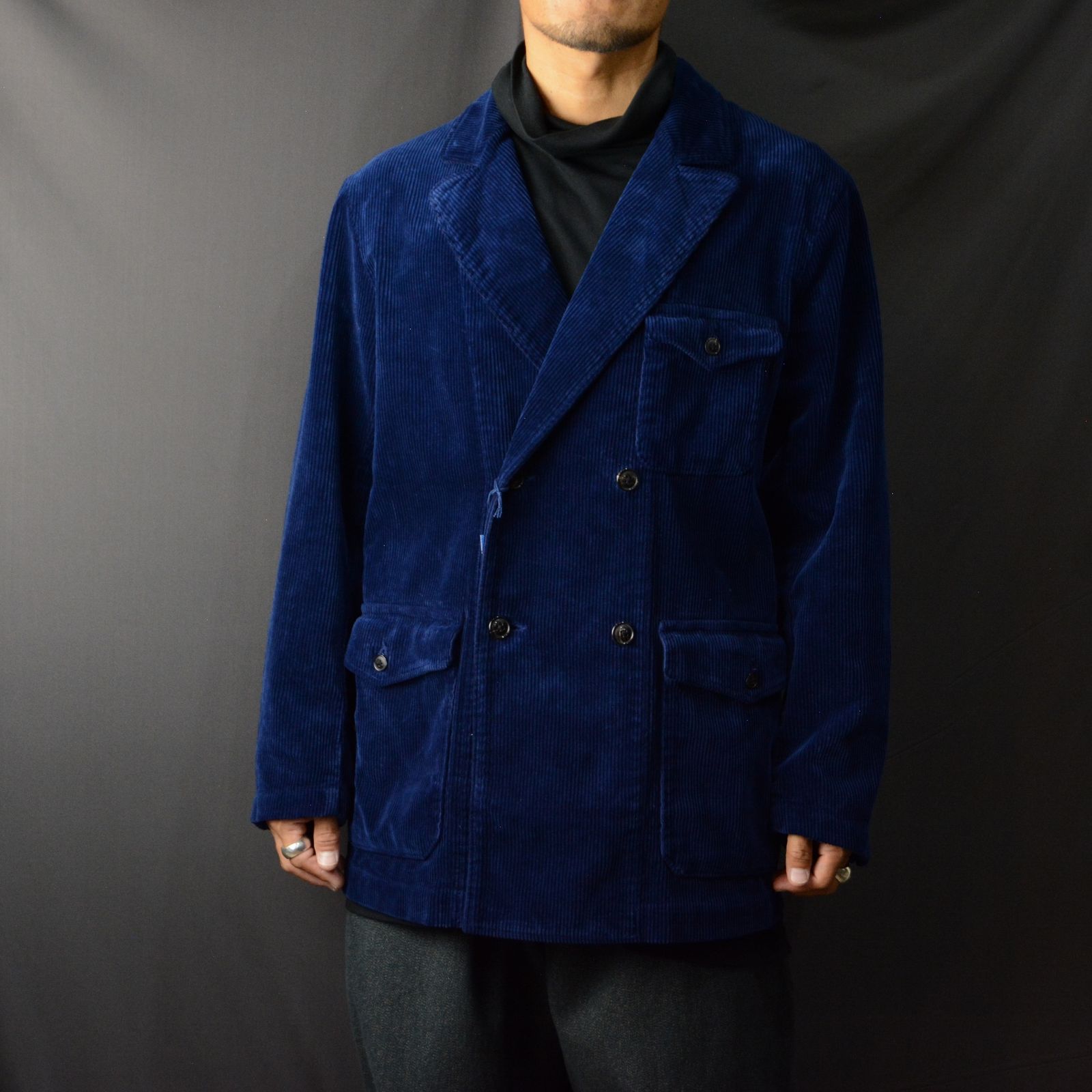 Porter Classic - CORDUROY DOUBLE TAILORED JACKET (BLUE 