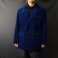 CORDUROY DOUBLE TAILORED JACKET (BLUE)  コーデュロイ ダブルジャケット