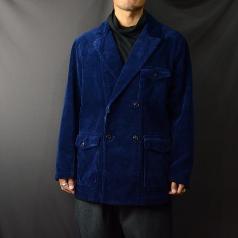 CORDUROY DOUBLE TAILORED JACKET (BLUE)  コーデュロイ ダブルジャケット