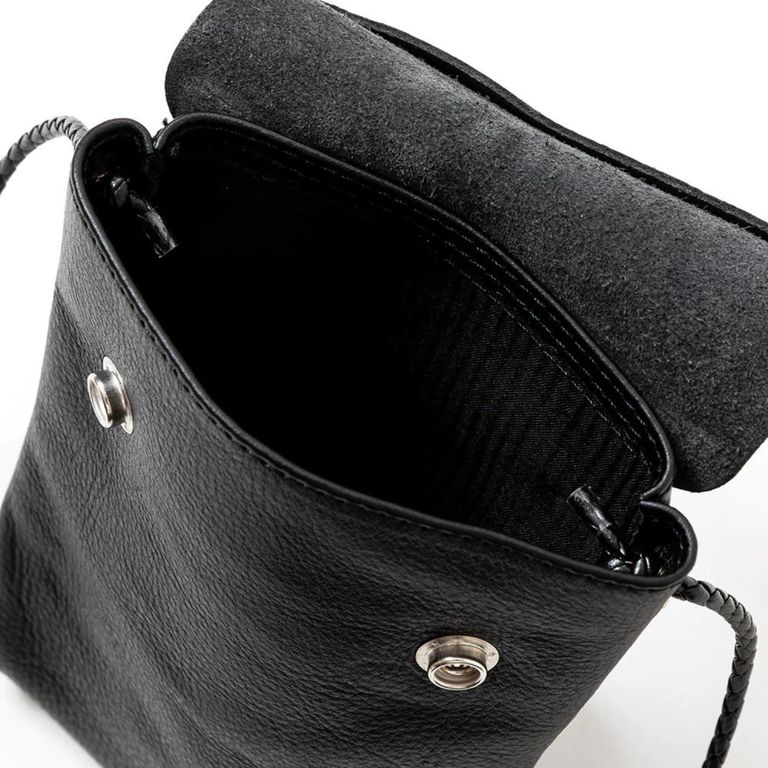 CALEE - STUDS LEATHER SHOULDER POUCH (BLACK