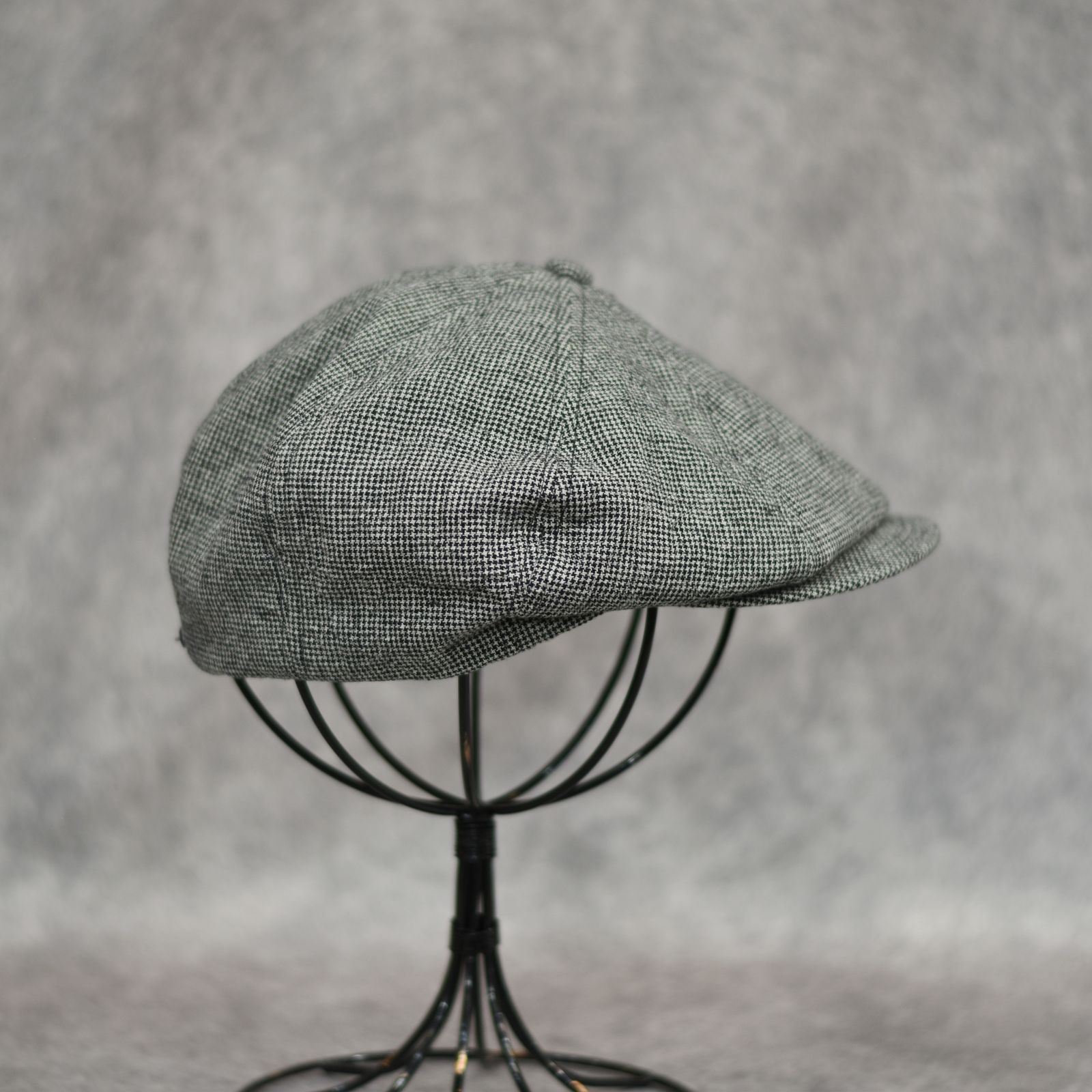 Linen Houndstooth Casquette "OLDBOY" (IVORY) / 千鳥格子 キャスケット
