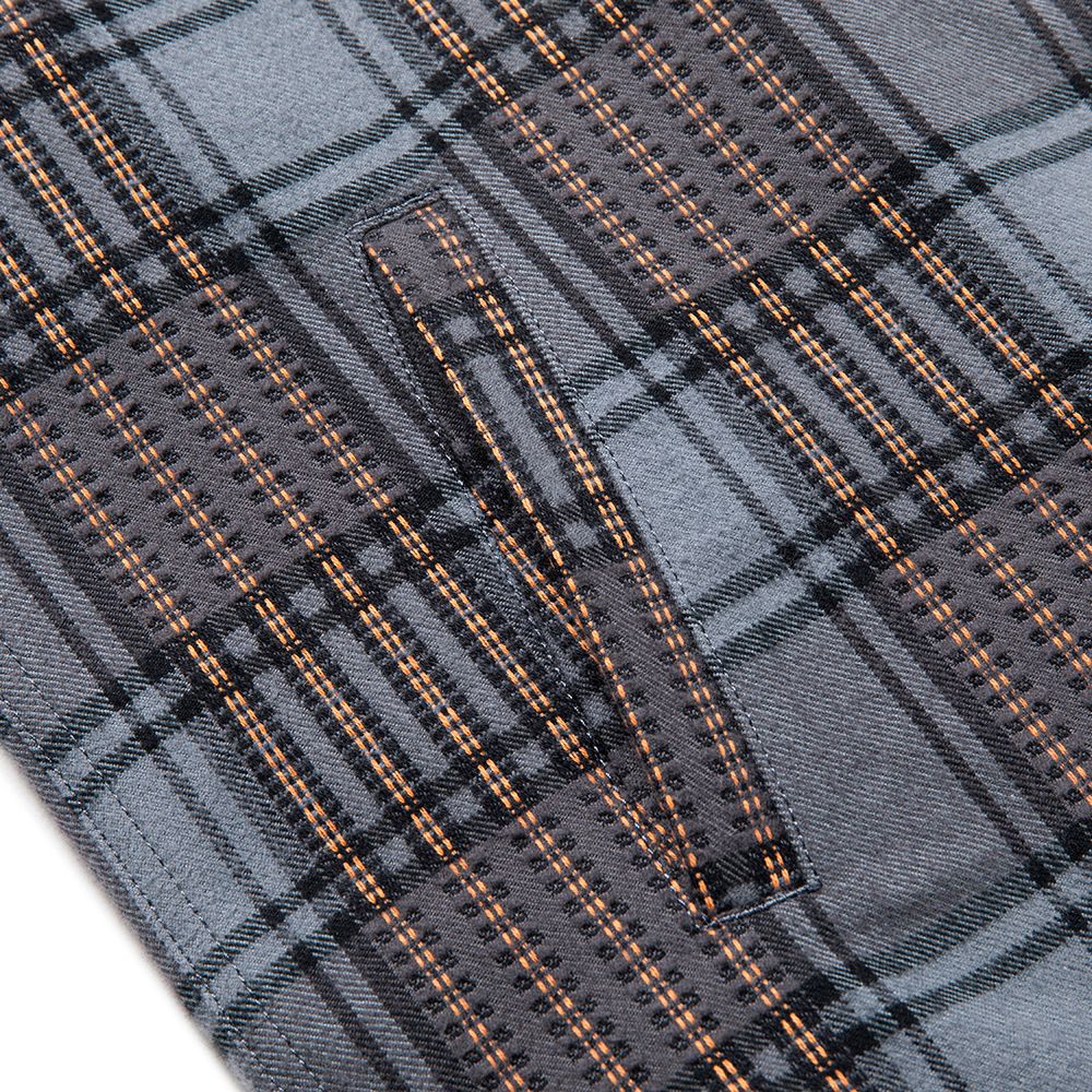 CALEE - Dobby check pattern swing top (Gray) / ドビーチェック スイングトップ | chord  online store