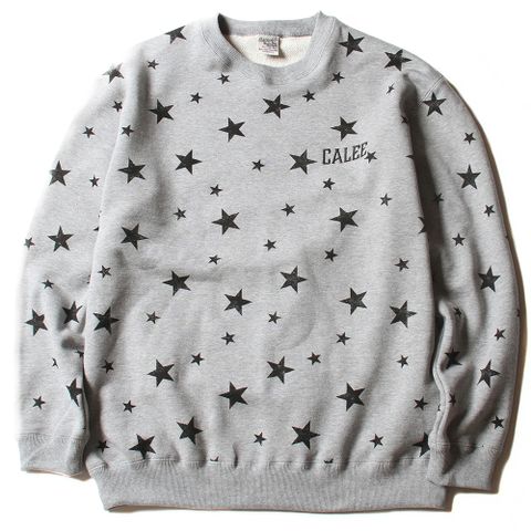Allover star pattern L/S sweat (Gray.Black) / 星総柄 クルーネック スウェット