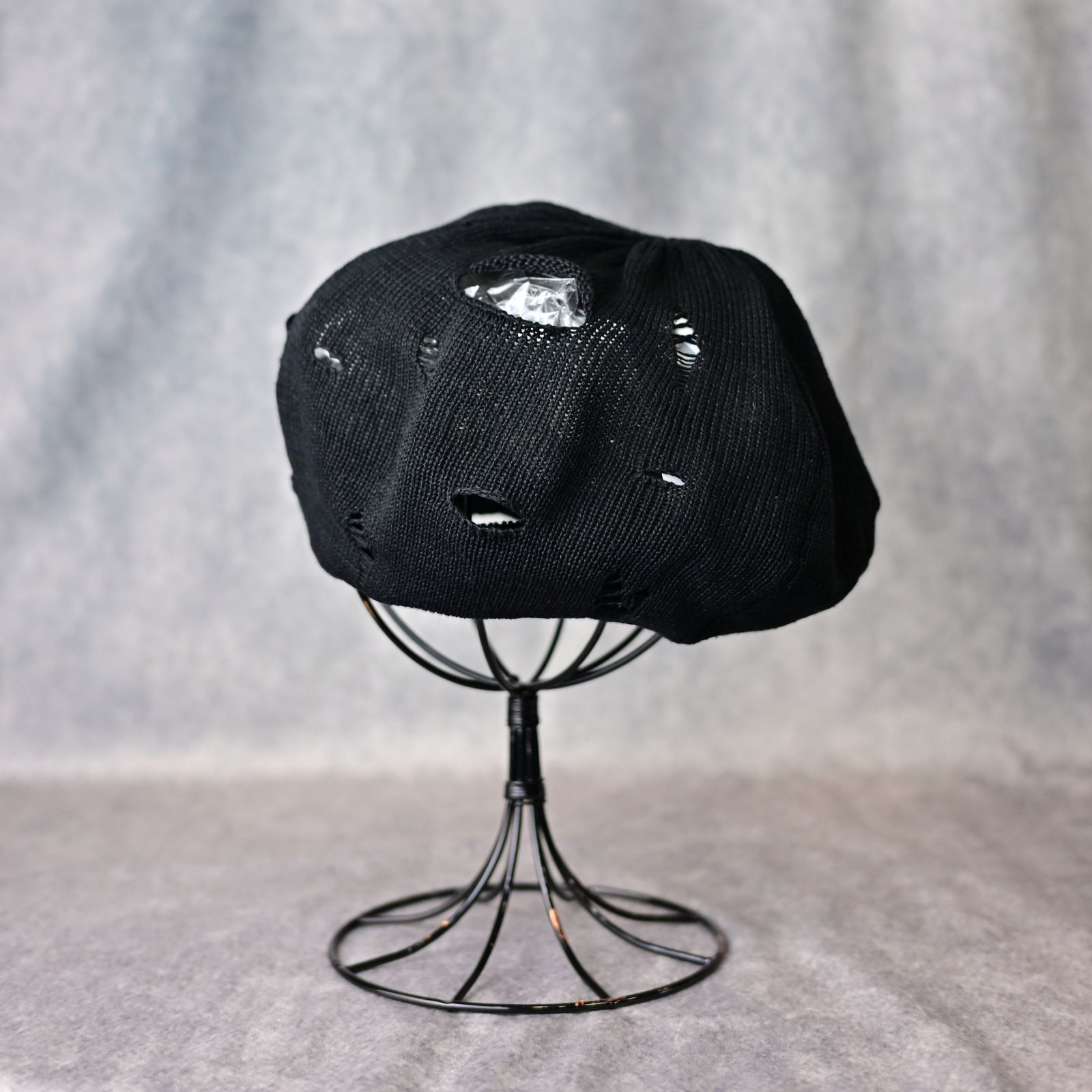 JERSEY DAMAGED BERET （BLACK） /  ニット ベレー帽 （ブラック） HP-H01-360-2-03