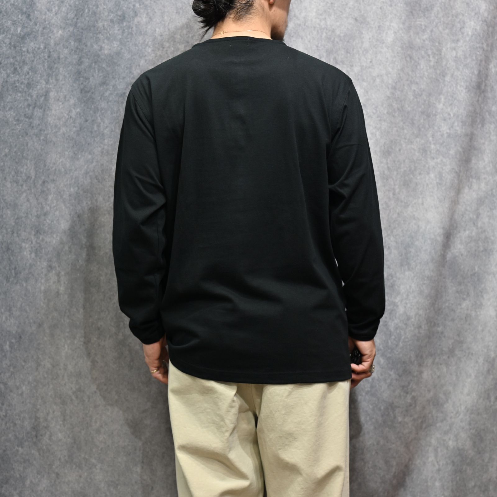 HENLEY NECK L/S TEE （BLACK）｜ ヘンリーネック ロングスリーブ （ブラック） 602-261-15