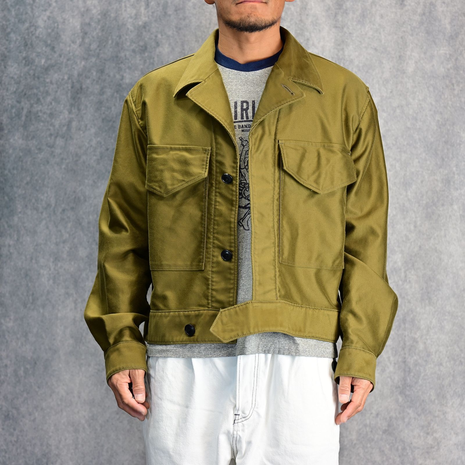 Moleskin Military Short JKT （KHA） / モールスキン ショート ジャケット  （カーキ）