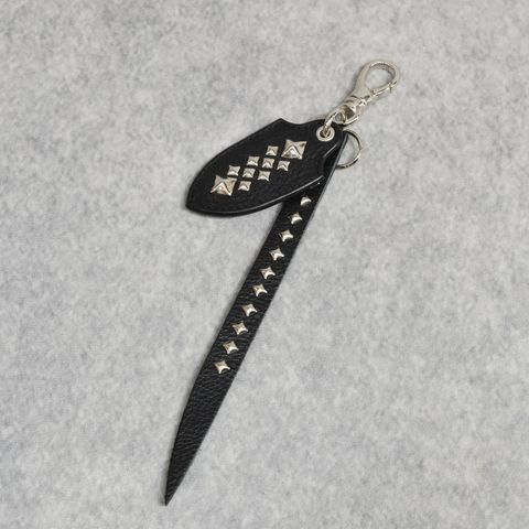 STUDS LEATHERS SHORT KEY RING (BLACK)｜キーリング・キーホルダー｜CL-26SS007LE