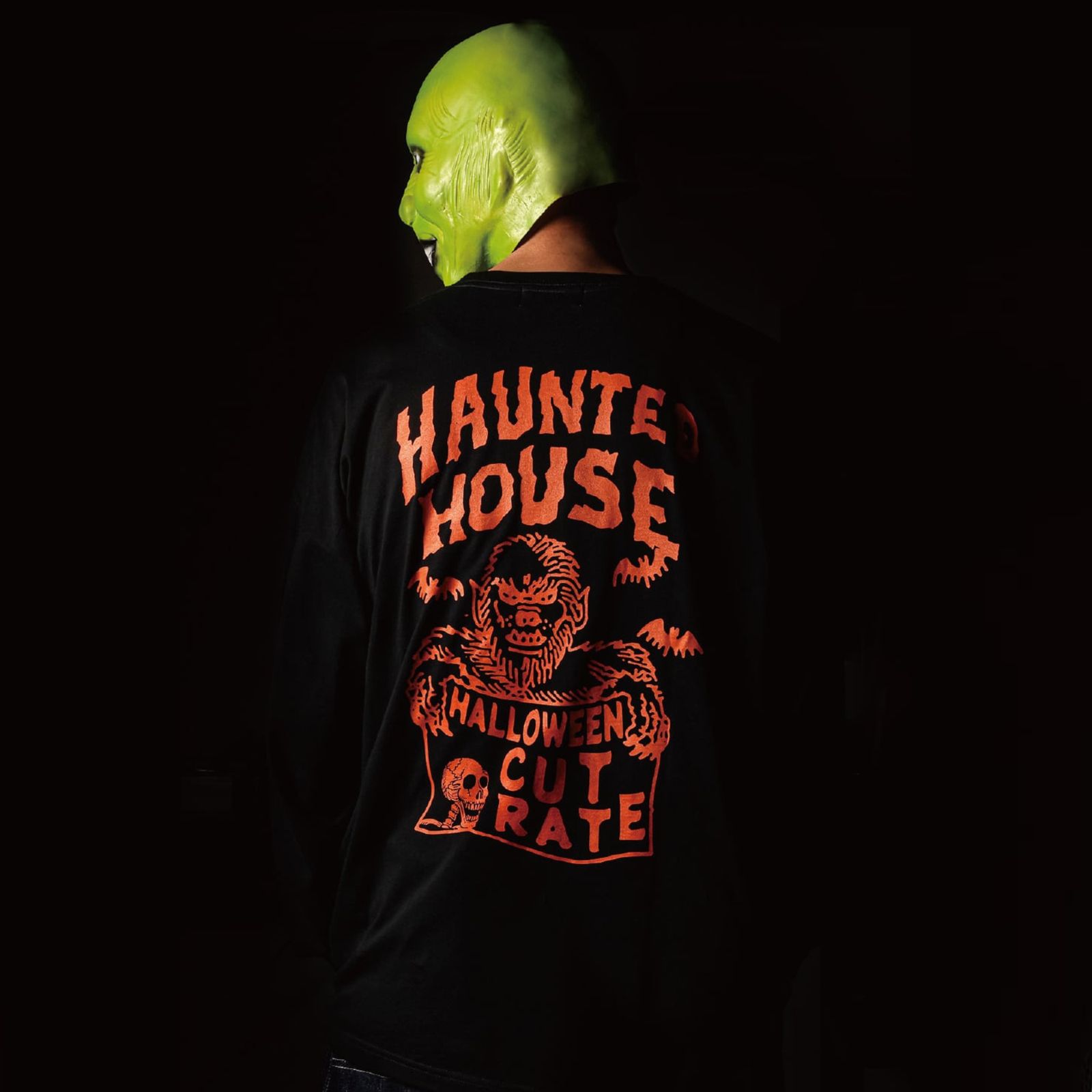 HORROR NIGHT DROP SHOULDER L/S TEE <WOLF> (BLACK) / ドロップショルダー ロンT