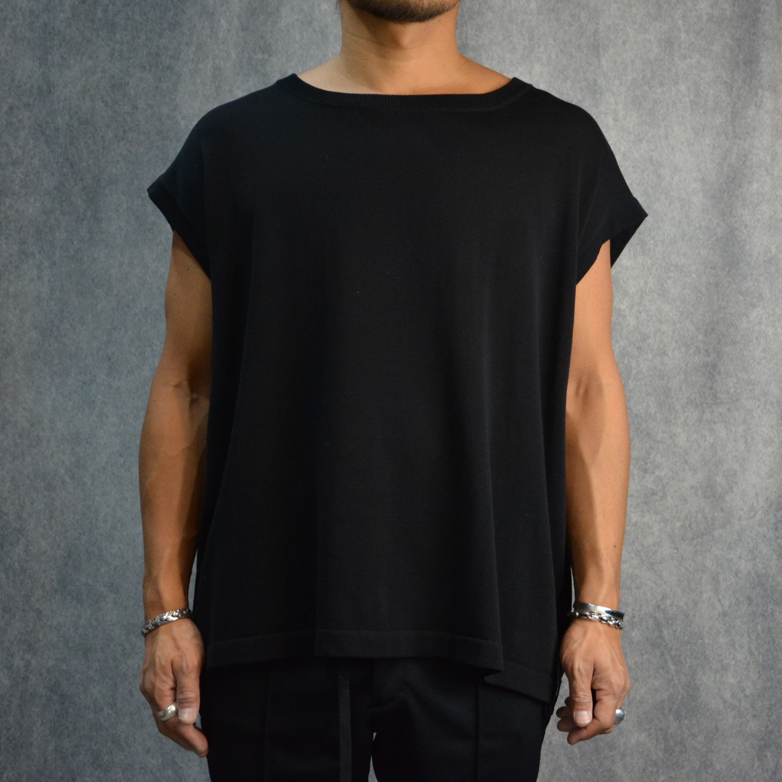 コットンニット ノースリーブ （BLACK）