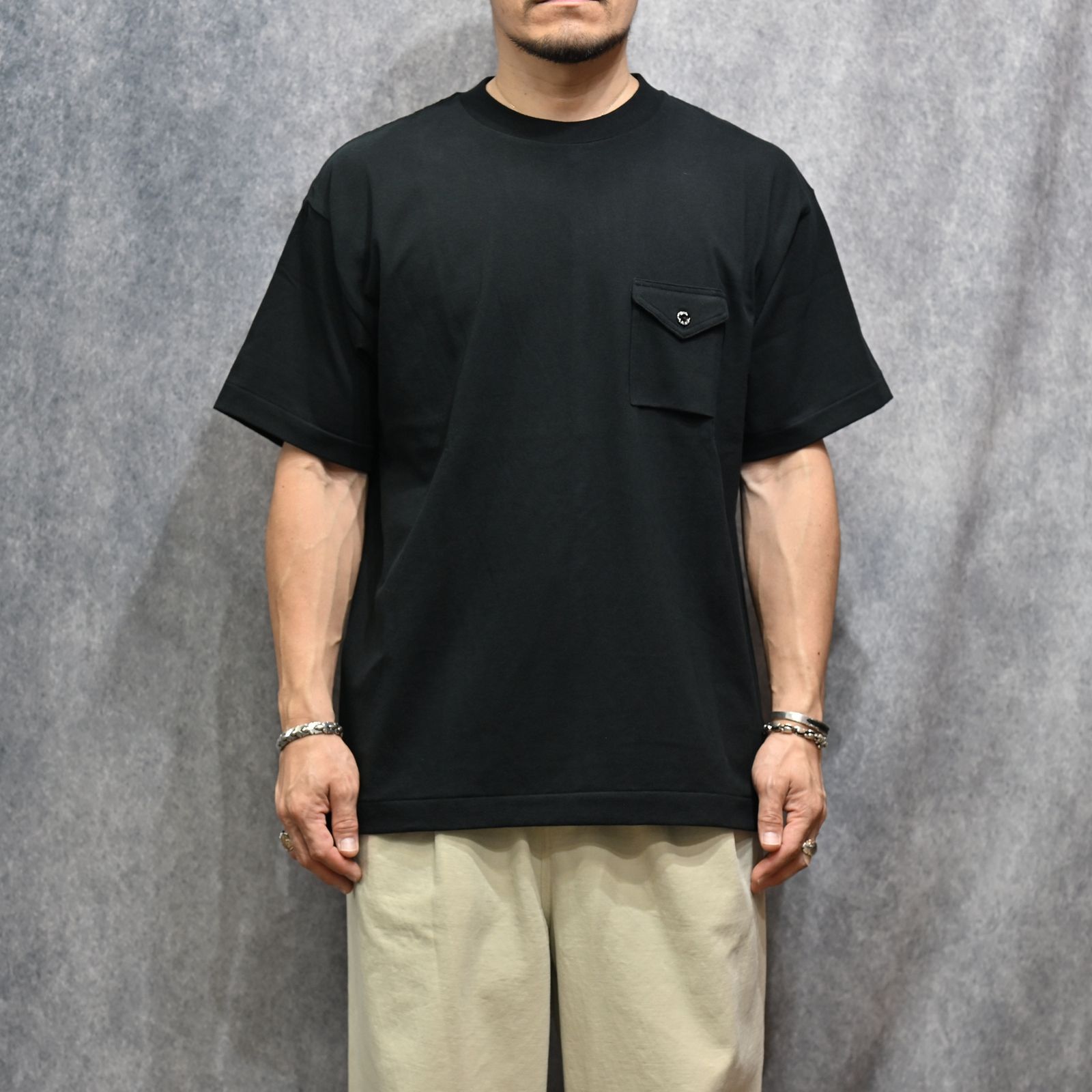 Y1935 POCKET TEE （BLACK）｜ ポケット Tシャツ （ブラック） 602-261-14