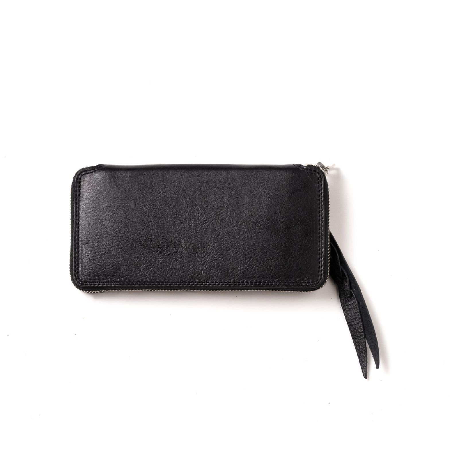 PLANE LEATHER ROUND TYPE ZIP LONG WALLET ＜STUDS CHARM＞ (BLACK) / ラウンドジップ 長財布 <スタッズチャーム>