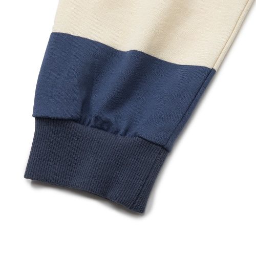 DROP SHOULDER WIDE PITCH L/S T‐SHIRT (WHITE/BLUE)