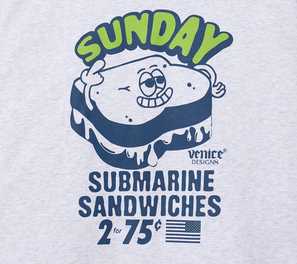×VENICE8 COFFEE HOUSE SUBMARINE SAND DROP CREW NECK SWEAT (GRY) / ドロップショルダー クルーネック スウェット