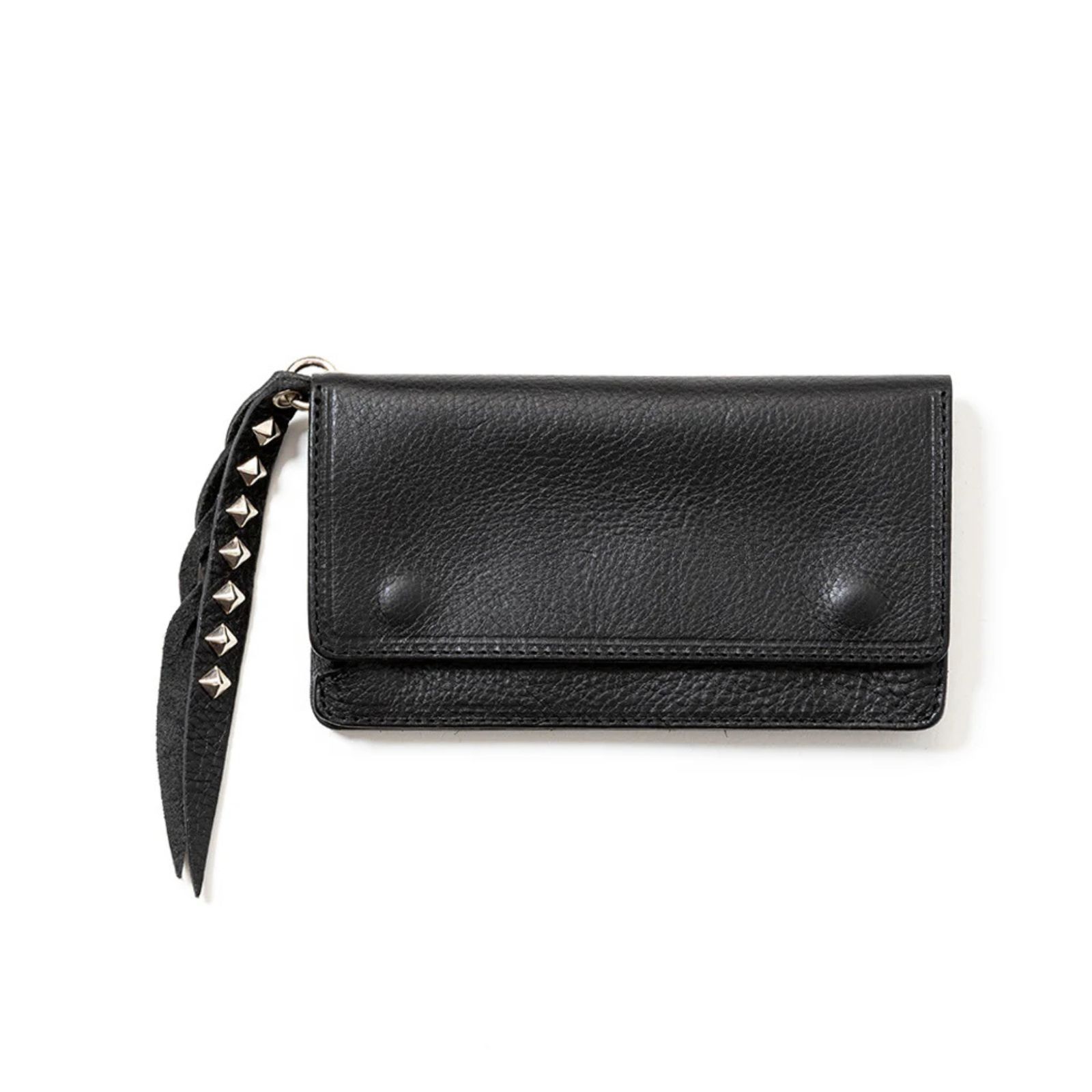 PLANE LEATHER LONG WALLET ＜STUDS CHARM＞ (BLACK)｜プレーンレザー ロングウォレット ＜スタッズチャーム＞｜CL-25SS028LE