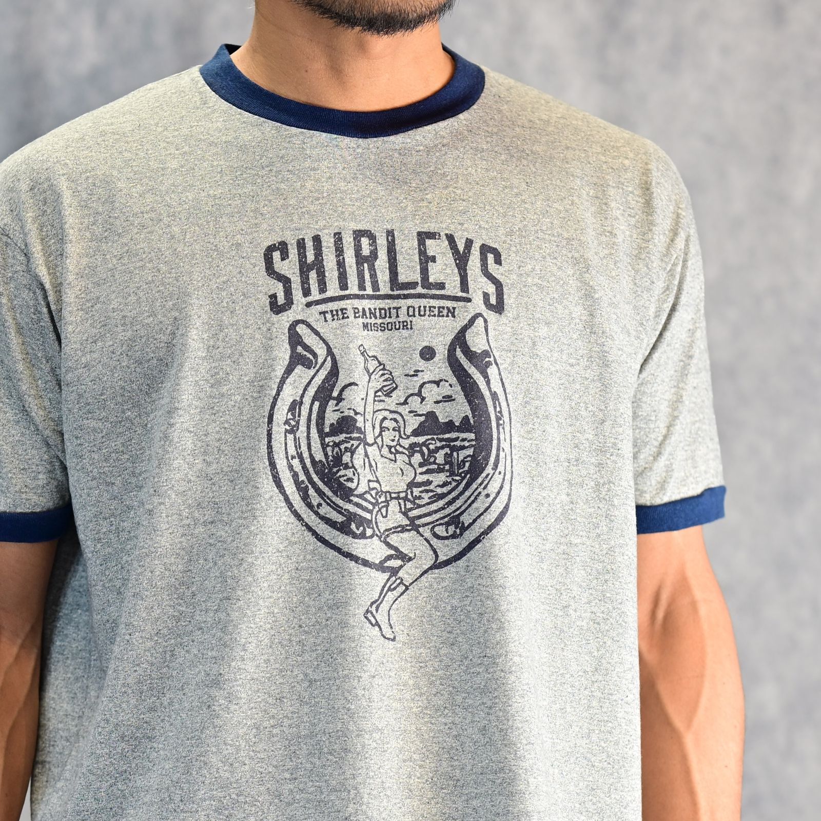 SHIRLEYS Ringerneck T-SH （GRT） /  リンガー プリントTシャツ （グレー） 2503-4003