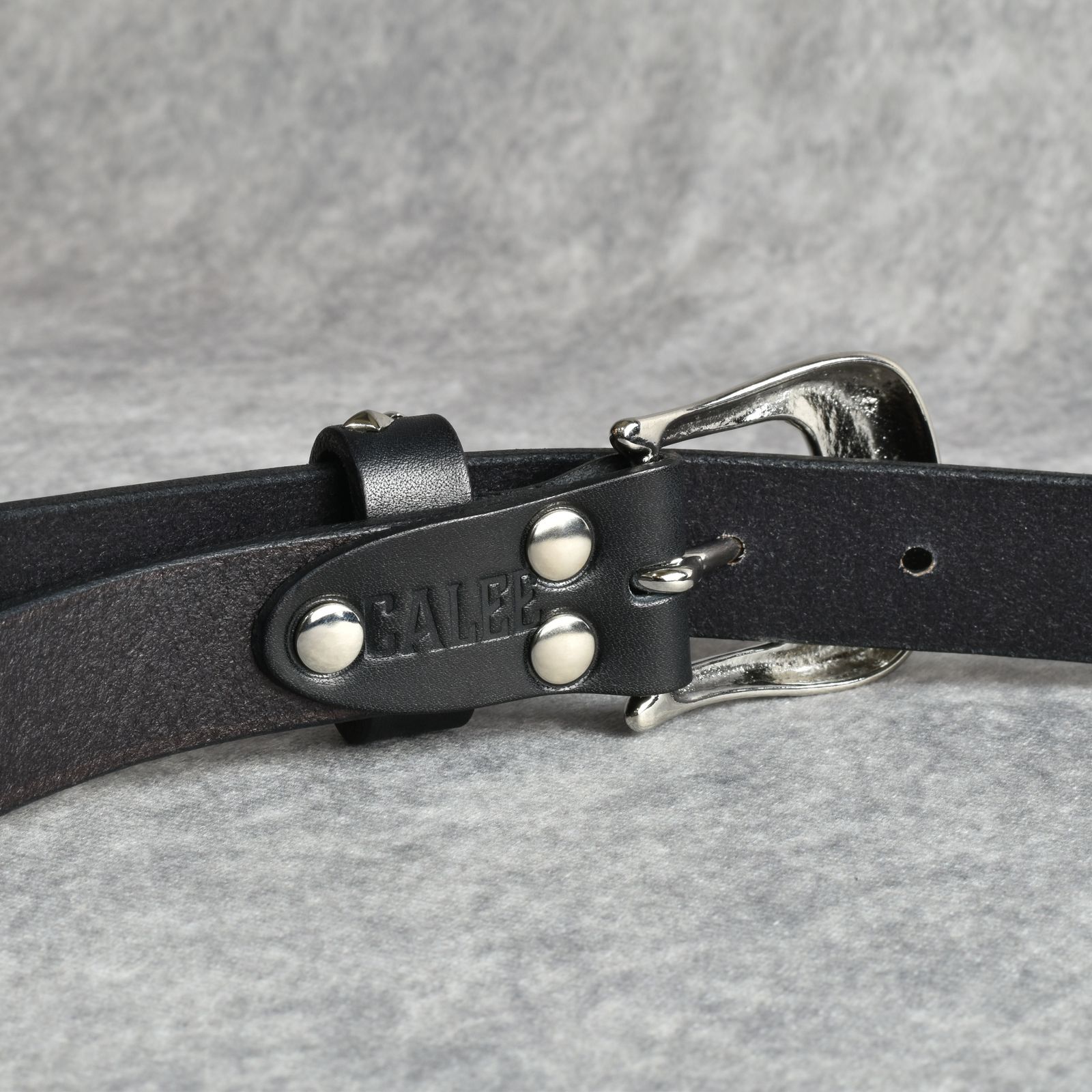 CALEE - STUDS LEATHER NARROW BELT ＜TYPE B＞ (BLACK