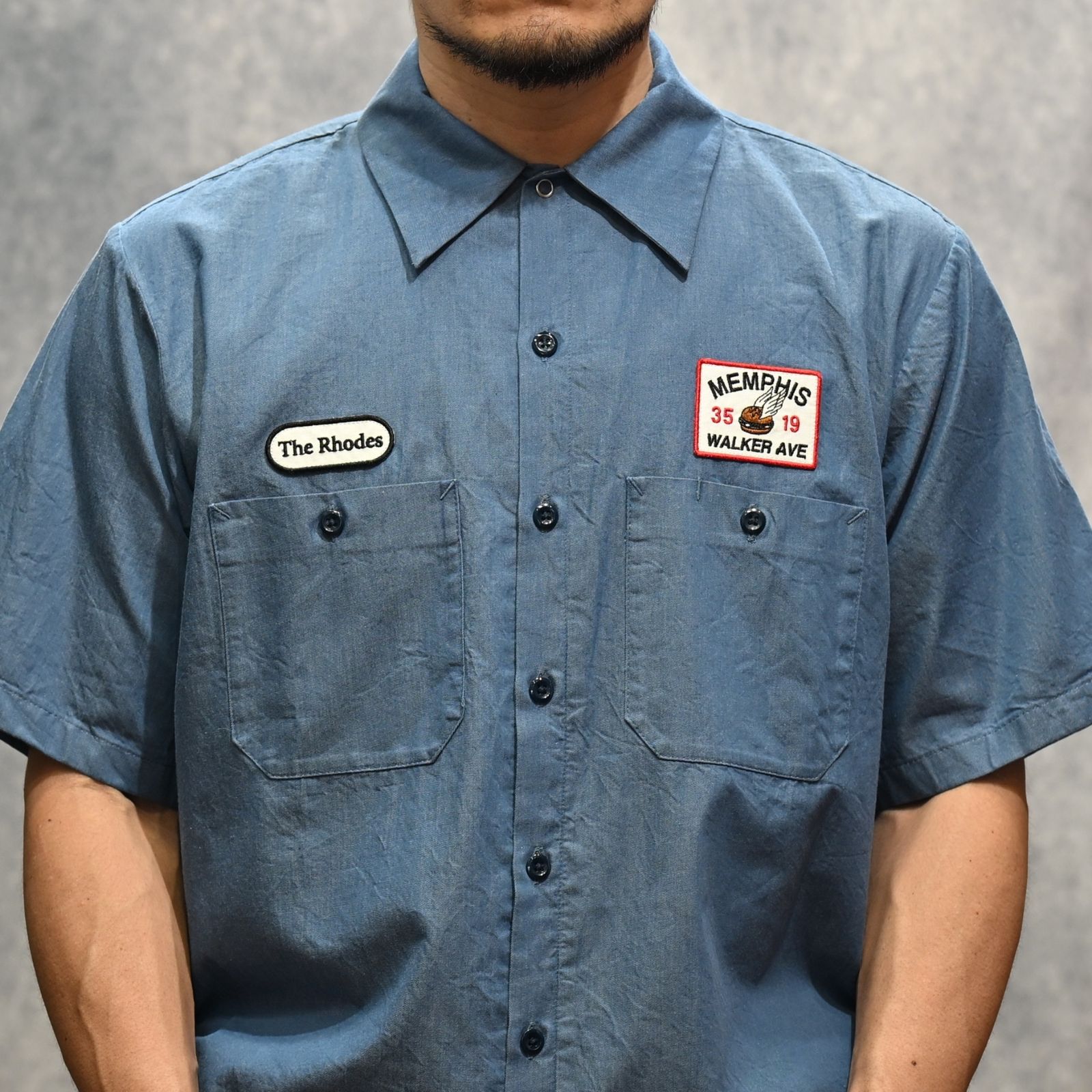 The Rhodes SL.Denim S.S Work SH （LBL） ストア 半袖シャツ （ライトブルー）｜2605-5002