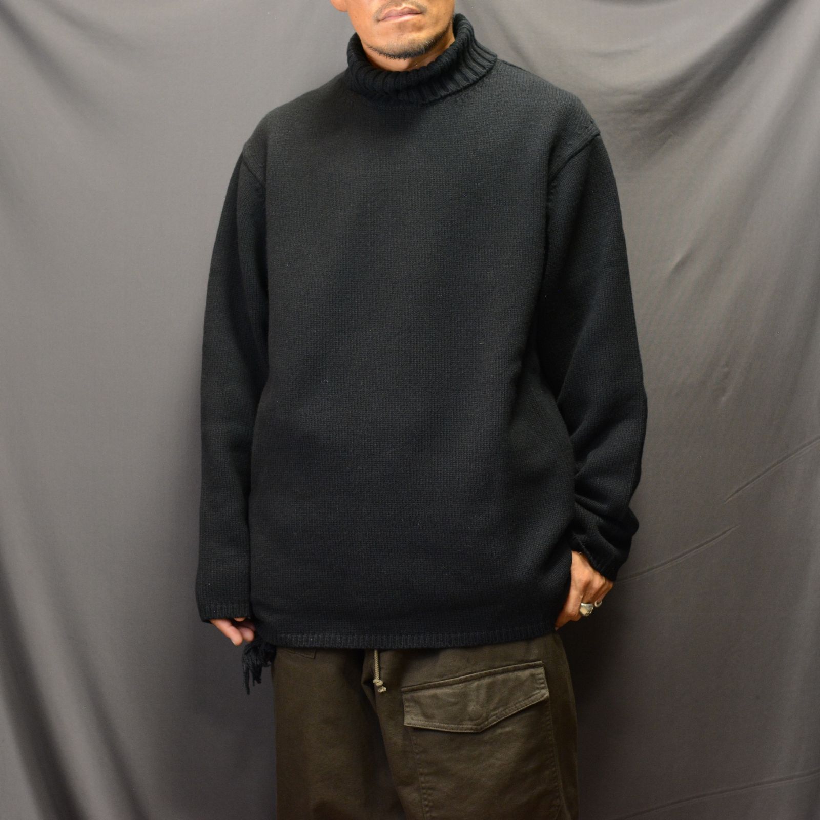 yohji yamamoto - SIDE STRING DETAIL TURTLENECK （GRAY 