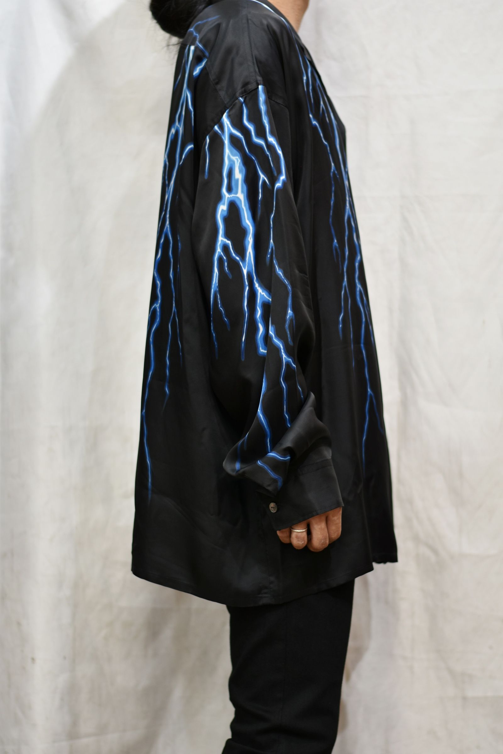 CUPRO OPEN COLLAR SHIRT `LIGHTNING (BK)