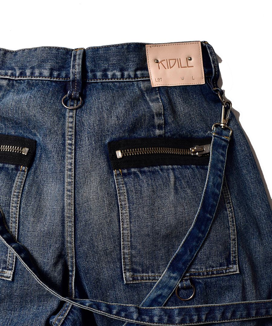 MINEDENIM - ×KIDILL WIDE ZIP & STRAPS DENIM PANTS-DISTRESSED DENIM （USD） |  chord online store