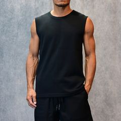 Roundneck Nosleeve Rib T-SH （BLK） / リブ ノースリーブ （ブラック） STC-402