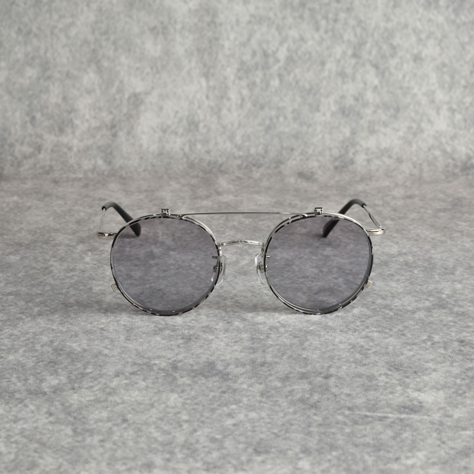 FLIP UP TYPE CIRCLE METAL GLASSES (SILVER/GRAY) / フリップアップタイプ サークルメタル サングラス