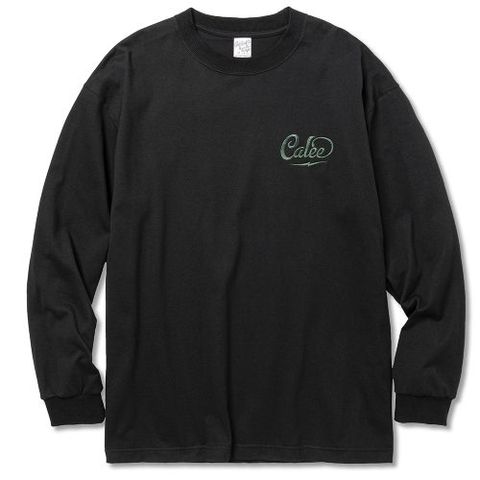 DROP SHOULDER CALEE LOGO EMBROIDERY L/S T‐SHIRT (BLACK) / ドロップショルダー ロゴ刺繍 ロングスリーブ Tシャツ